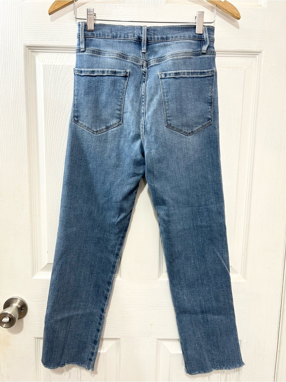 FRAME Le Sylvie Crop Kirah Wash High Rise Skinny Raw Hem Jeans Denim Size 26 - Picture 2 of 6